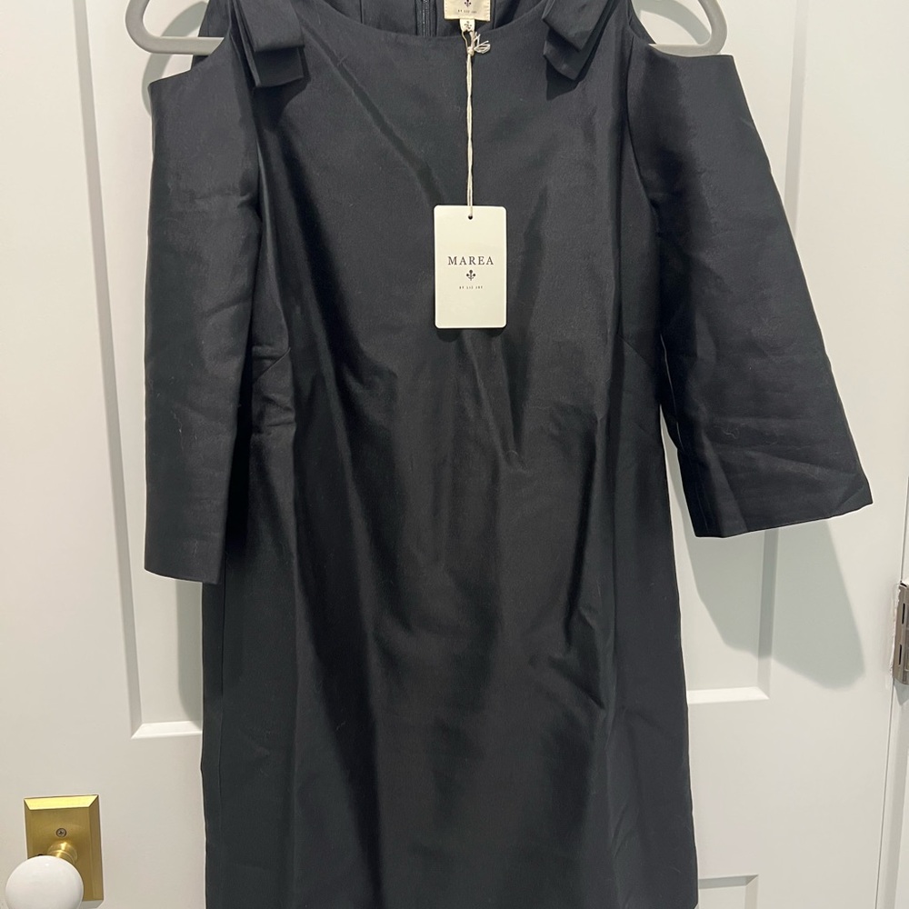 Marea by Liz Joy silk black dress with shoulder cutouts.  Size S.  NWT